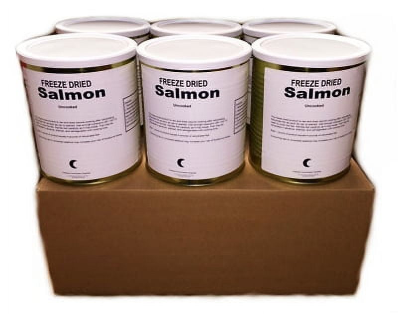 Military Surplus Freeze Dried Uncooked Salmon Fillets Camping Emergency Food #10 Can |  25 Years Shelf Life -6 Cans ✅