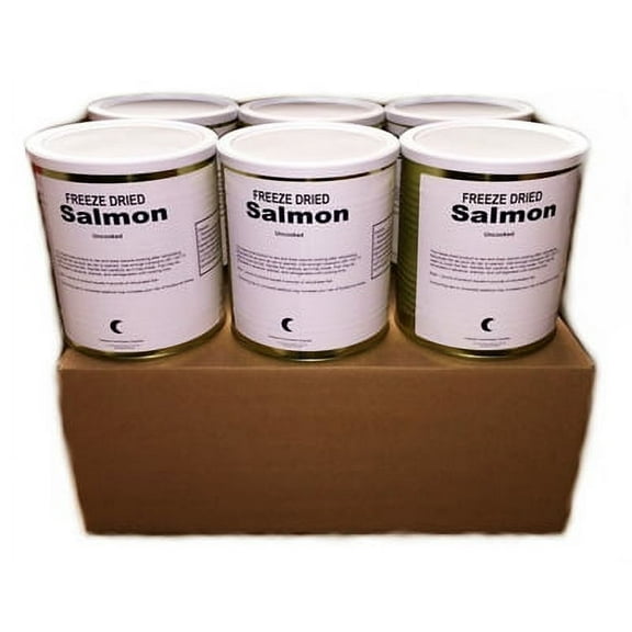 Military Surplus Freeze Dried Uncooked Salmon Fillets Camping Emergency Food #10 Can | 25 Years Shelf Life -6 Cans