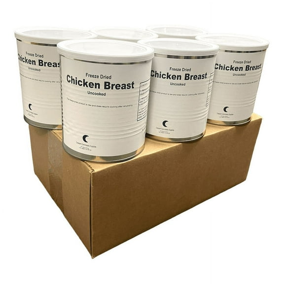 Military Surplus Freeze Dried Whole Chicken Breasts #10 Can Uncooked Food for Camping, Hiking and Backpacking - 6 Cans