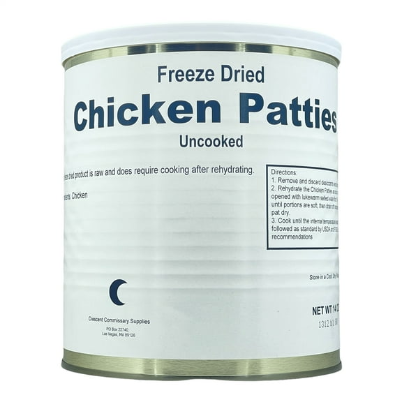Military Surplus Uncooked Freeze Dried Chicken Patties 25 Plus Years Long Shelf Life Emergency Preparedness Survival Food for Camping and Backpacking #10 Can - 1 Can (15 Patties/28oz/Can)