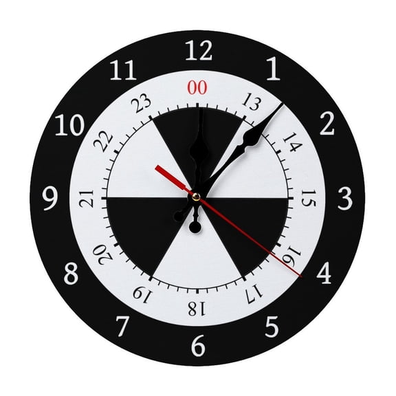 Military TIME 12 Hour Format (1) Round Wooden Wall Clock, Silent Non-Ticking Decor Clock for Home Multi Room Use