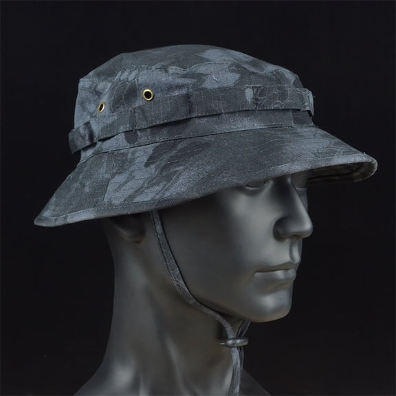 Military Tactical Boonie Hats Hunting Sun Fishing Hat Outdoor Camouflage Bobble Cap Hiking Fisherman Sniper Ghillie Bucket Hats Camo Boonie Hat Bucket Hat Military Hat