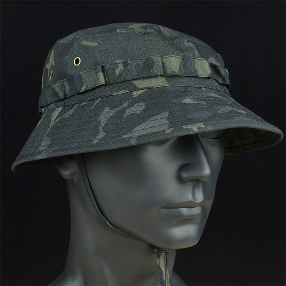 Military Tactical Boonie Hats Hunting Sun Fishing Hat Outdoor Camouflage Bobble Cap Hiking Fisherman Sniper Ghillie Bucket Hats Camo Boonie Hat Bucket Hat Military Hat
