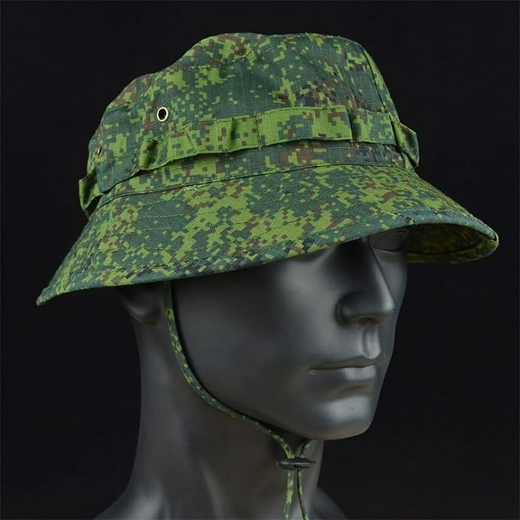Military Tactical Boonie Hats Hunting Sun Fishing Hat Outdoor Camouflage Bobble Cap Hiking Fisherman Sniper Ghillie Bucket Hats Camo Boonie Hat Bucket Hat Military Hat