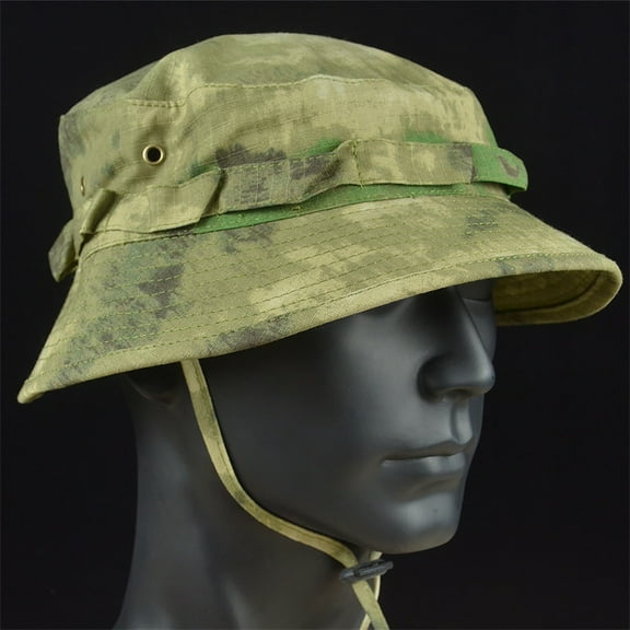 Military Tactical Boonie Hats Hunting Sun Fishing Hat Outdoor Camouflage Bobble Cap Hiking Fisherman Sniper Ghillie Bucket Hats Camo Boonie Hat Bucket Hat Military Hat