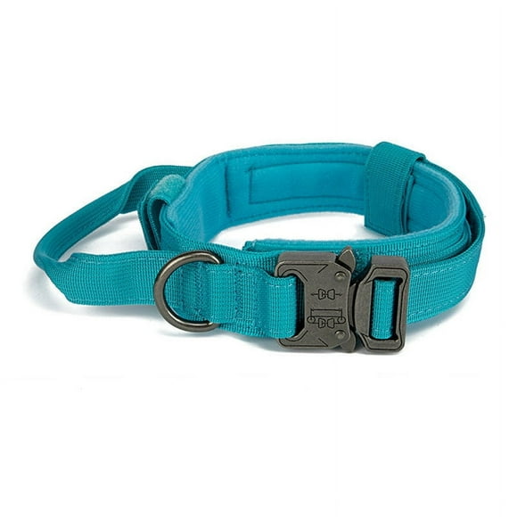 Military Tactical Dog Collar with Control Handle Adjustable Nylon Collar for Medium Large Dogs German Shepard Walking Training (Blue,XL)
