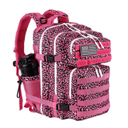 Military Tactical Gym Backpack W/Cup Holders Rosy Leopard - Shaker Bottle NOT INCLUDED