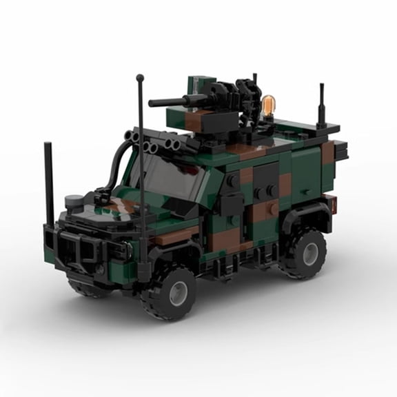 Military Tactical Vehicle Building Block Set, Mini Brick Armored Utility Truck Model Kit, Collectible Display Model
