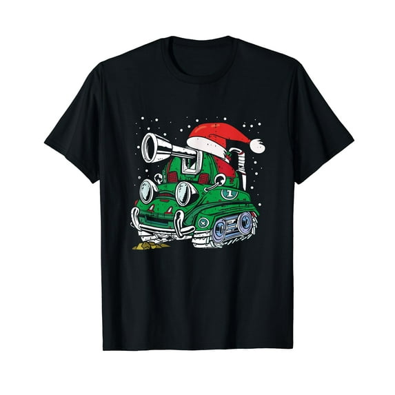 Military Tank Santa Hat Christmas X-Mas Men Boys Kids T-Shirt