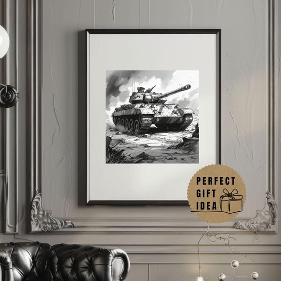 Military Tank Wall Art for Men Unframed Paper Print