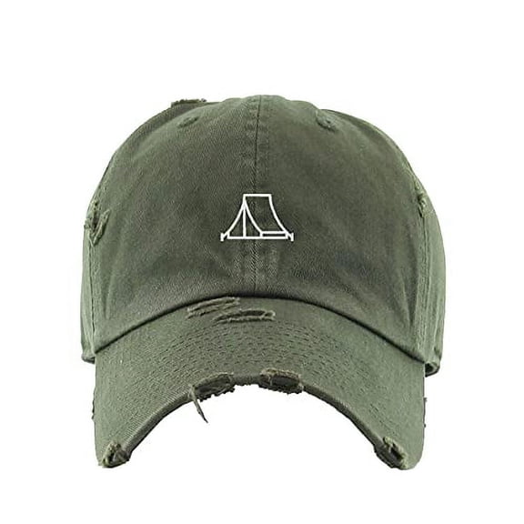 Military Tent Vintage Baseball Cap Embroidered Cotton Adjustable Distressed Dad Hat Olive