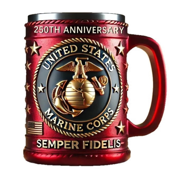 Military Themed Coffee Mug,3D Embossed Resin Mug with Stainless Steel Liner,Collectible Gift for Veterans,Active Duty and Enthusiasts