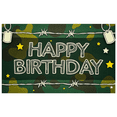 thumbnail image 1 of Military Themed Happy Birthday Banner with Camouflage Pattern Barbed Wire Dog Tags and Star Elements Party Decoration Photography Prop Backdrop for Birthday Party Celebration Event Decor, 1 of 7