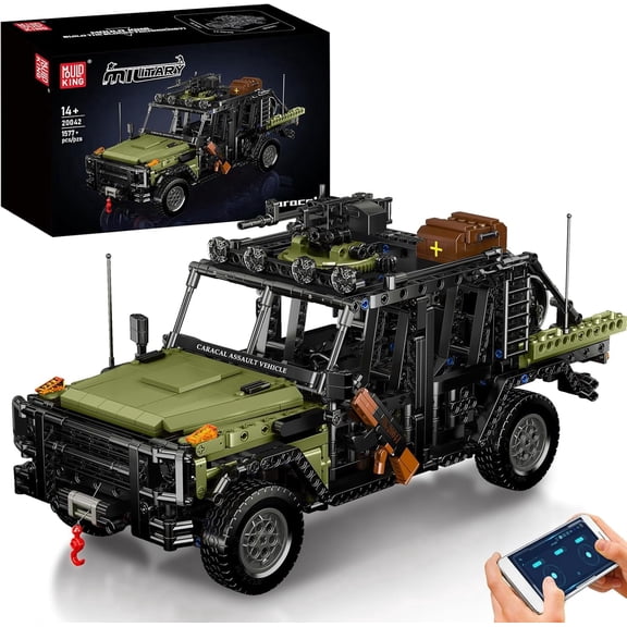 Military Truck Building Set, Buildable Toy, Off-Road Car with Romote Control, Collectible Army Model to Build and Display (1577 Pieces)