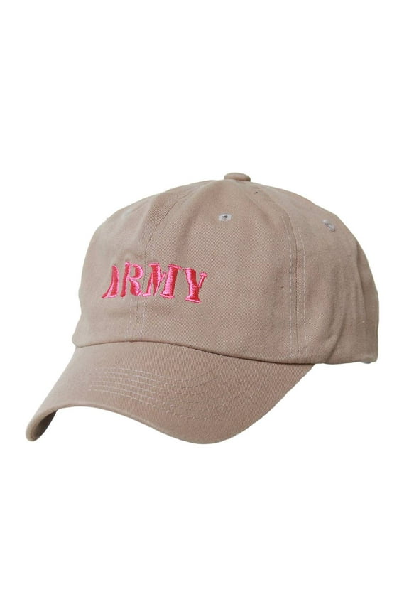 Military - US Army Hat - Khaki w/Pink Lettering