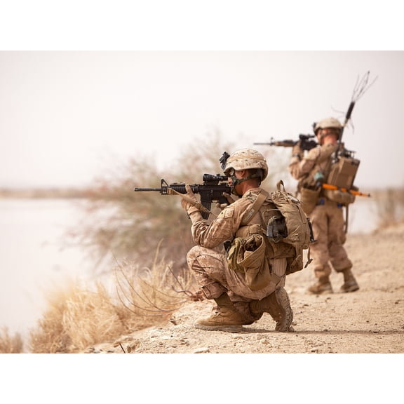Military USA Marines Aiming Weapons Platoon Photo Extra Large XL Wall Art Poster Print