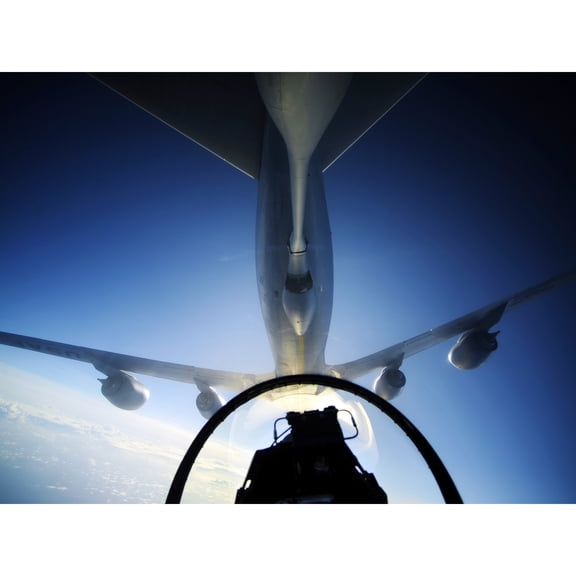 Military USA USAF KC-135 Stratotanker Refuels F-16 Falcon Photo Extra Large XL Wall Art Poster Print