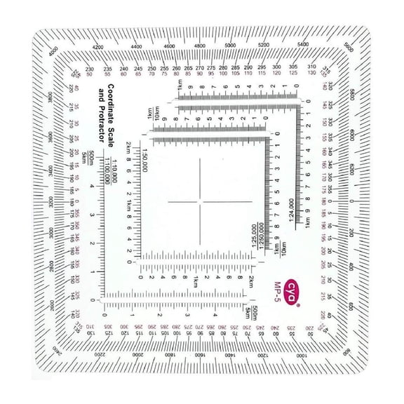 Square Ruler Coordinate Grids Reader Protractors Coordinate Scale Map Reading Tool Pair with Compasses