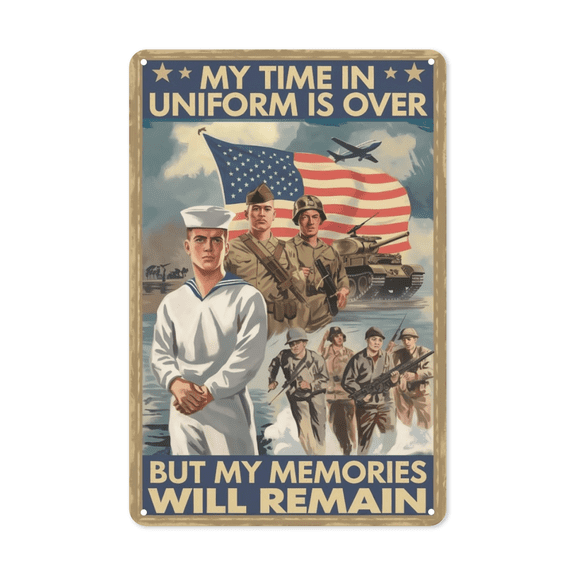Military Uniform Memories Metal Sign Vintage Patriotic Decor Patriotic Wall Art Perfect Hanging Den Office With Weatherproof Coating Memorial Gift Veteran Soldier Dad 8x12 inch metal sign rustic