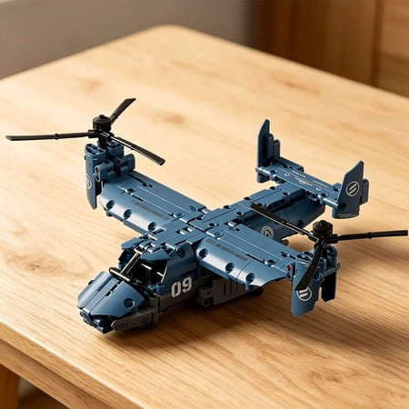 Military V-22 Osprey Tiltrotor Building Block Set Large High-Simulation Pulley Aircraft Model Propeller DIY Building Blocks