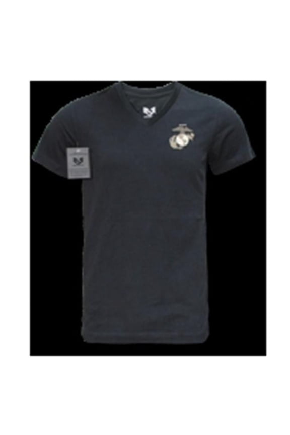 Military V-Neck Tee, Marines, Black, Small