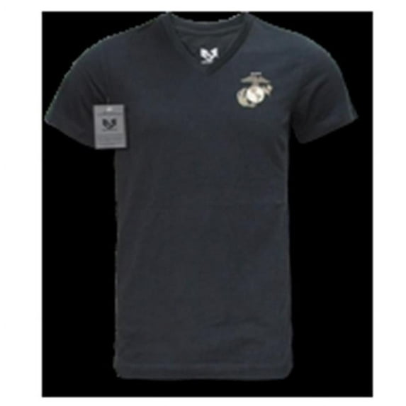 Military V-Neck Tee, Marines, Black, Small