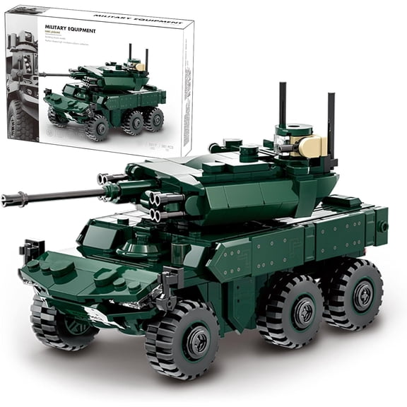 Military Vehicle Building Blocks Sets,Armored Model Brick Set Highly Detailed Set for Military Enthusiast, Adults (EBRC Jaguar)