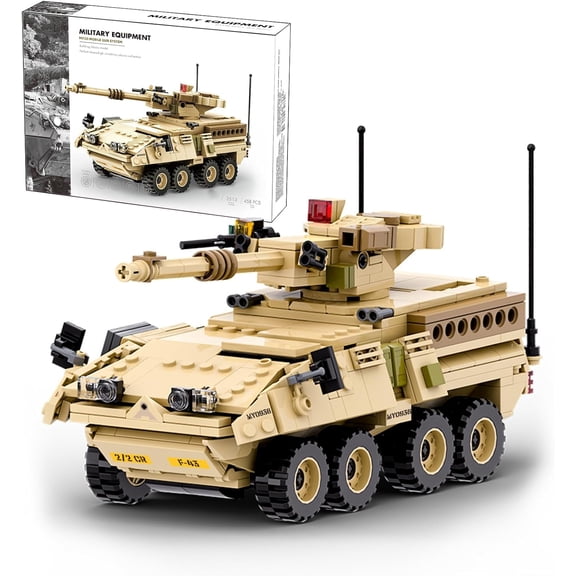 Military Vehicle Building Blocks Sets,Armored Model Brick Set Highly Detailed Set for Military Enthusiast, Teens and Adults (M1128 Mobile Gun System)