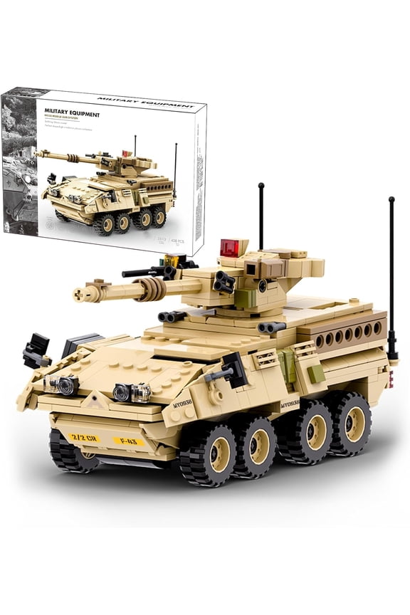 Military Vehicle Building Blocks Sets,Armored Model Brick Set Highly Detailed Set for Military Enthusiast, Teens and Adults (M1128 Mobile Gun System)