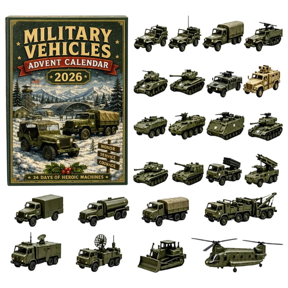 Military Vehicles Advent Calendar 24pcs Army Vehicle Models Countdown Gift Set Boys