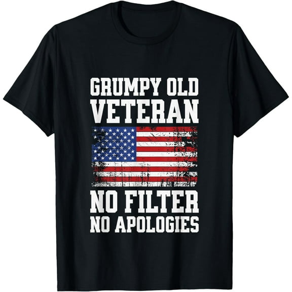 Military Veteran Funny American Flag Grumpy Old Vet T-Shirt