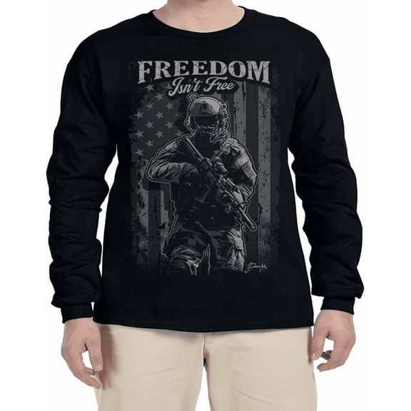 Military Veteran Pride Support Troops USA American Flag Freedom T-shirt Mens Graphic Tees Long Sleeve Tee Shirt