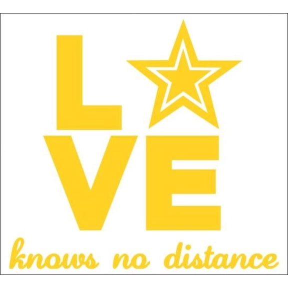 Military Wall Decor Love Knows No Distance Vinyl Quote Wall Decal Sticker, Yellow 15x14-Inch