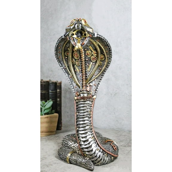 Military War Machine Steampunk Gearwork Robotic Cyborg Cobra Snake Figurine
