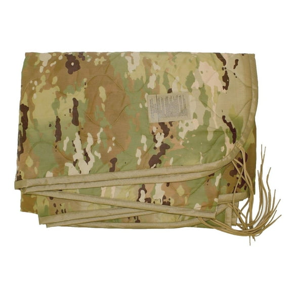 Military Woobie Poncho Liner, Nylon Ripstop, Polyester Insulation, Sleeping Bag, Blanket, Carrying Sack, Made in USA, OCP Scorpion