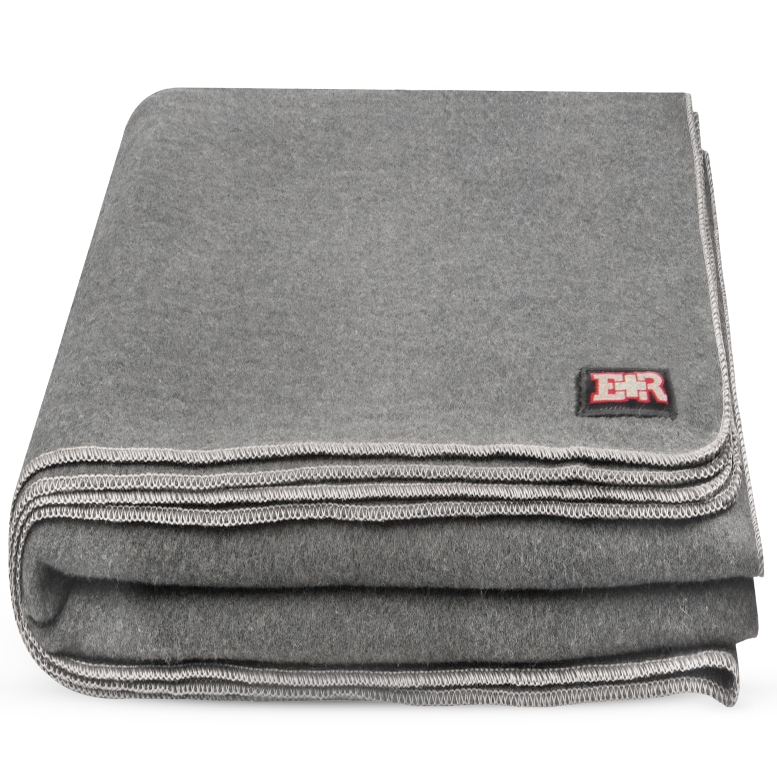 Military Wool Blanket - 95% Wool, Washable, Perfect for Outdoors, Picnics, Travel, Car & Bushcraft Emergency Blanket, 96" x 108" 8.45 lbs. - Grey - King Size