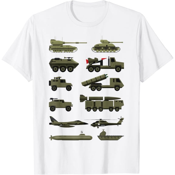 Military vehicles, Military Boy and Girl tank lover T-Shirt100% pure cotton white short-sleeved T-shirts for men and women