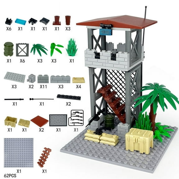 Militarys Scene Defense Watchtowers Command Posts Bases Signal Towers Police Wire Mesh Stands Building Blocks Model Sets Bricks