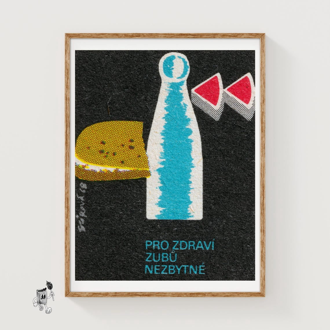 Milk And Cheese Matchbox Wall Art Print, Czech Vintage Modernist ...
