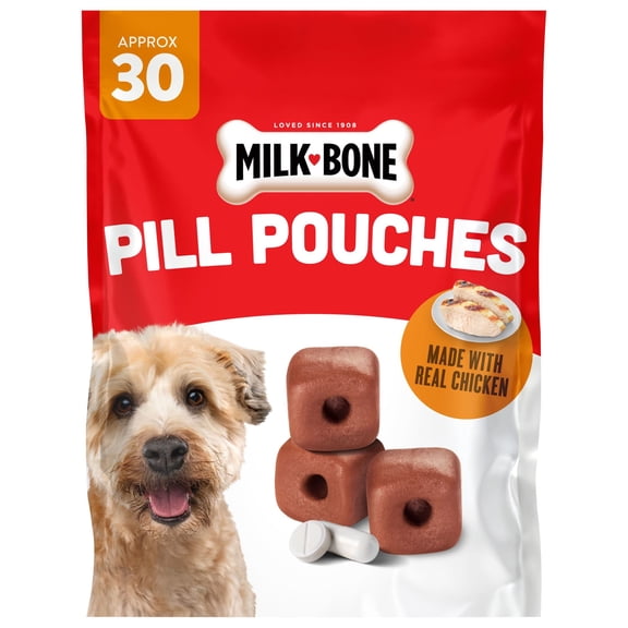 Milk Bone Pill Pouches Dog Treats With Real Chicken, 30 Count Bag