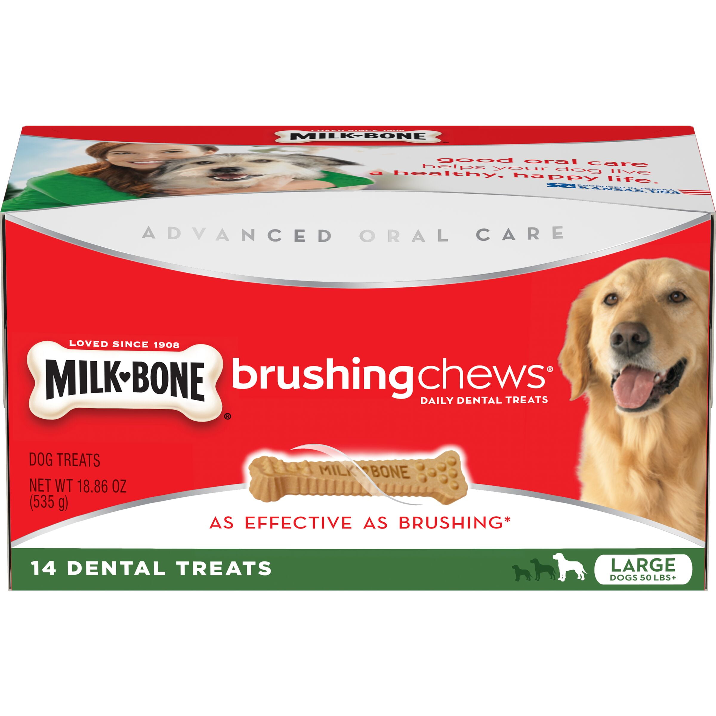 MilkBone Brushing Chews Daily Dental Dog Treats, Large, 18.86 Oz