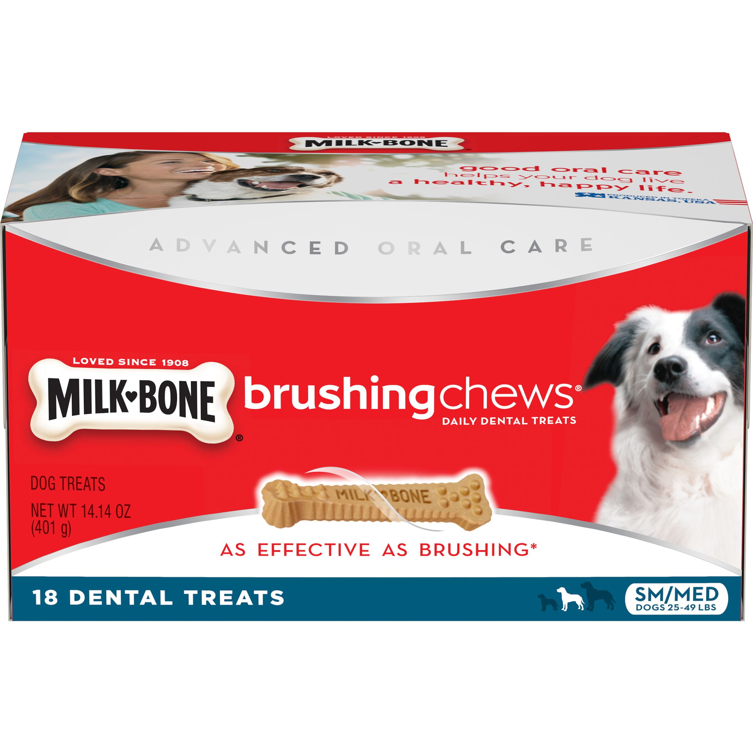 MilkBone Brushing Chews Daily Dental Dog Treats, Small/Medium, 14.14