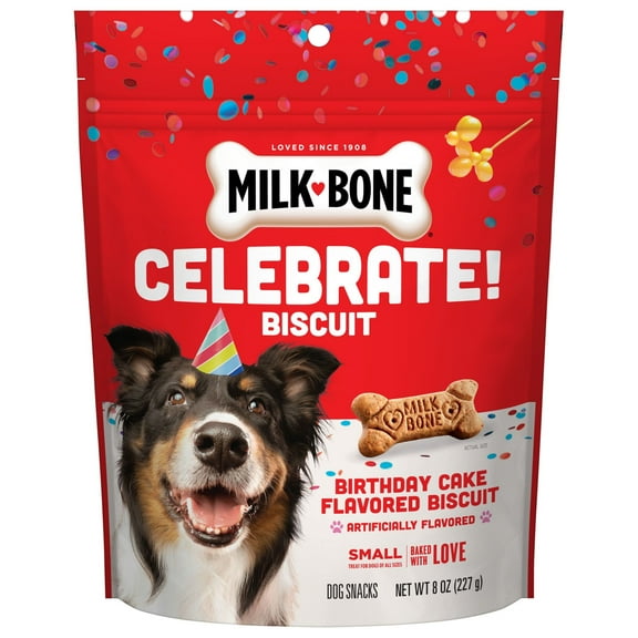 Milk Bone CELEBRATE Birthday Cake Artificially Flavored Biscuits, Small Dog Treats, 8 oz Bag