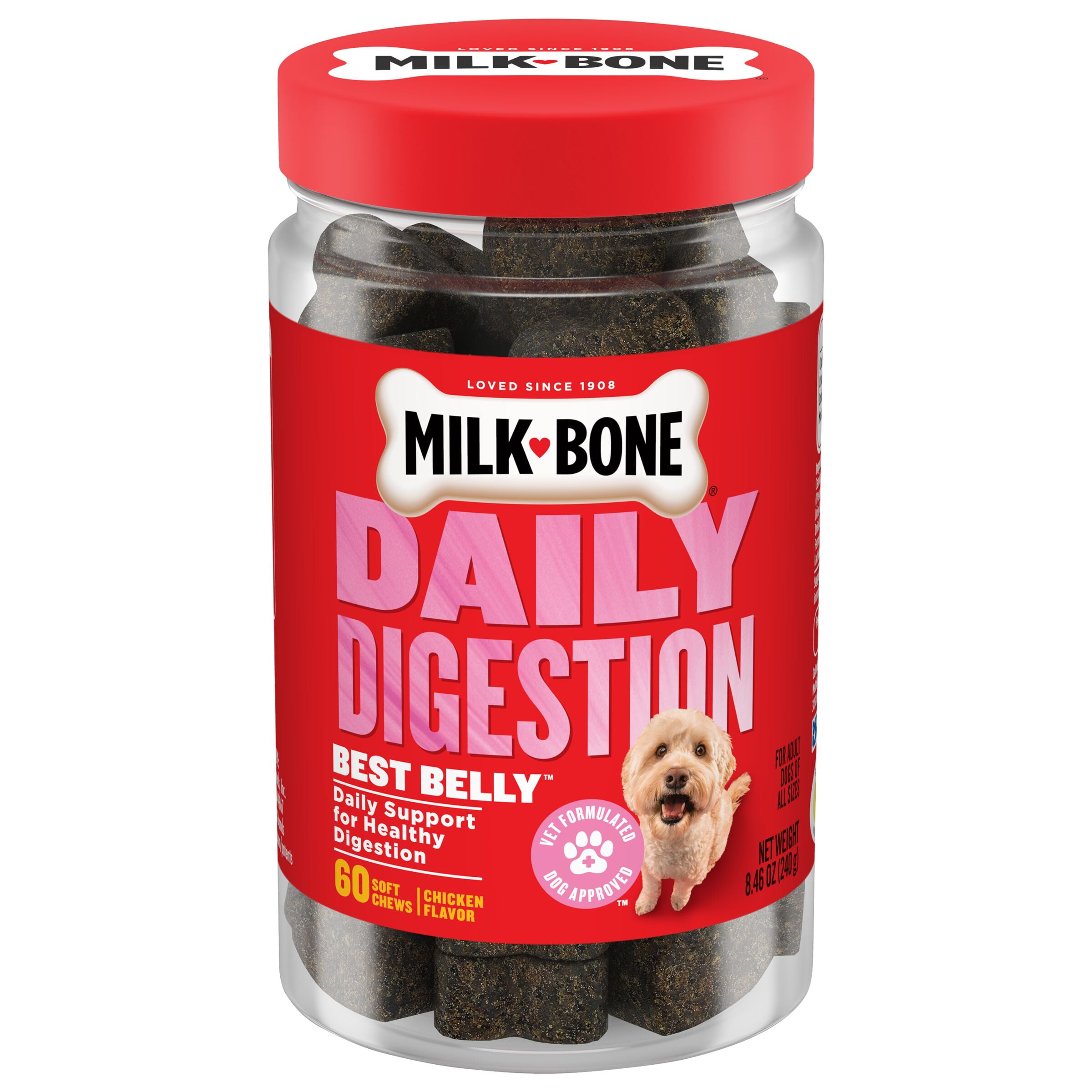 Milk-Bone Daily Digestion Dog Supplements, Deliciously Soft Dog Chews, 60 ct.