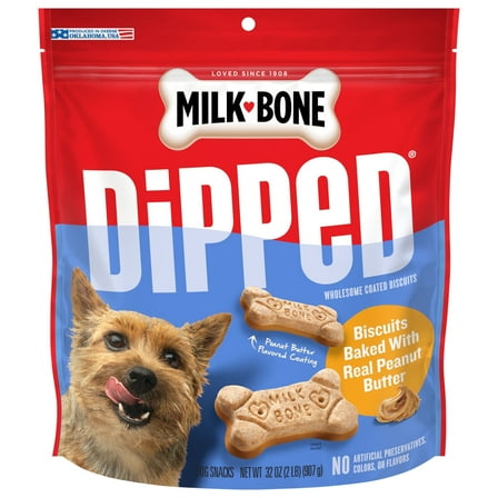 Milk Bone Dipped Dog Biscuits Baked With Real Peanut Butter, 32 oz