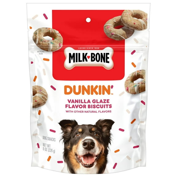 Milk Bone Dunkin’ Vanilla Glaze Flavor Dog Biscuits With Other Natural Flavors, 8 oz Bag