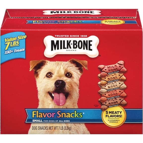 Del Monte Milk-Bone Flavor Snacks Dog Treat, Small/Medium Biscuits, 7-Pound Residential Use, Standard Application