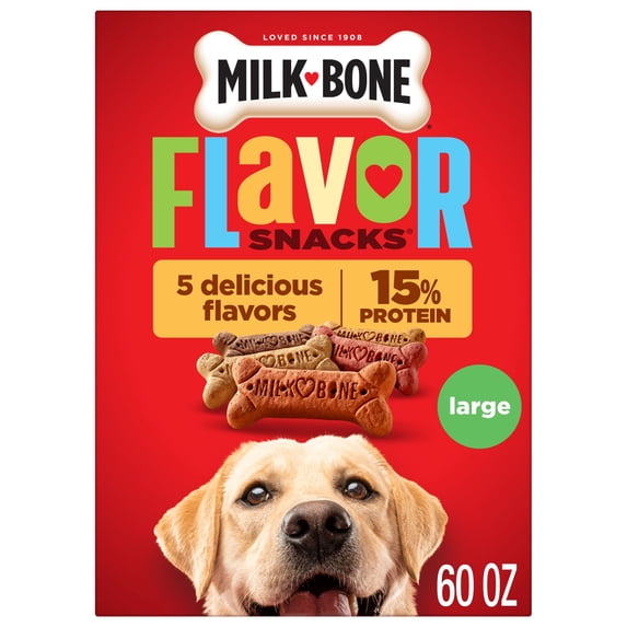 Milk Bone Flavor Snacks Large Dog Biscuits, Flavored Crunchy Dog Treats, 60 oz