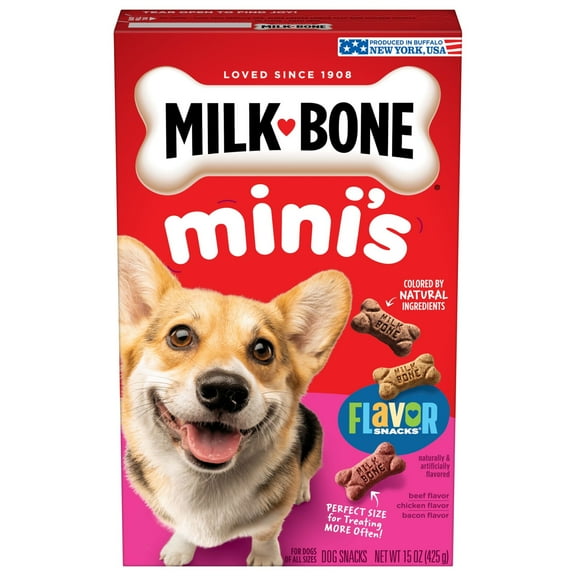 Milk-Bone Flavor Snacks Mini Dog Biscuits, Flavored Crunchy Dog Treats, 15 Oz.