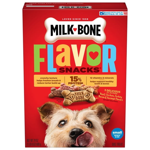 Milk Bone Flavor Snacks Small Dog Biscuits, Flavored Crunchy Dog Treats, 24 oz Box